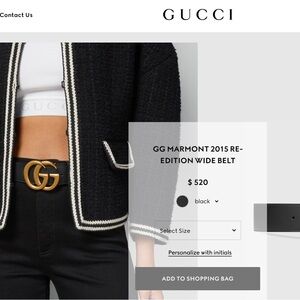 Gucci Black Logo Belt size 80cm